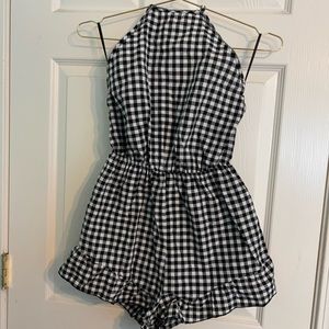Cute Gingham Halter Romper, Size XS